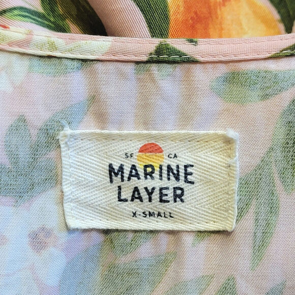 Marine Layer Camila Tropical Floral Orange Print Summer Pink Mini Dress Size XS - Picture 12 of 15